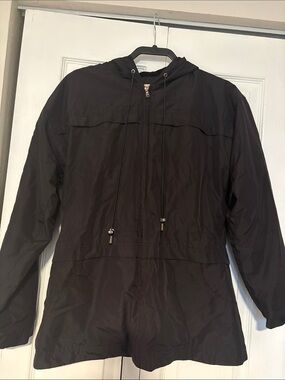 Covington Coat Black Hooded Zip-Front Pea Coat. Size Medium in EUC.